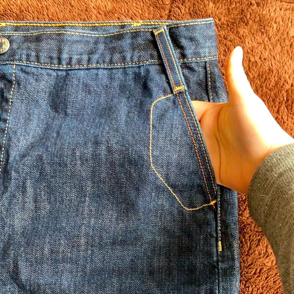 J. Crew Dark Blue Denim Button-Front Pencil Skirt - Picture 2 of 7